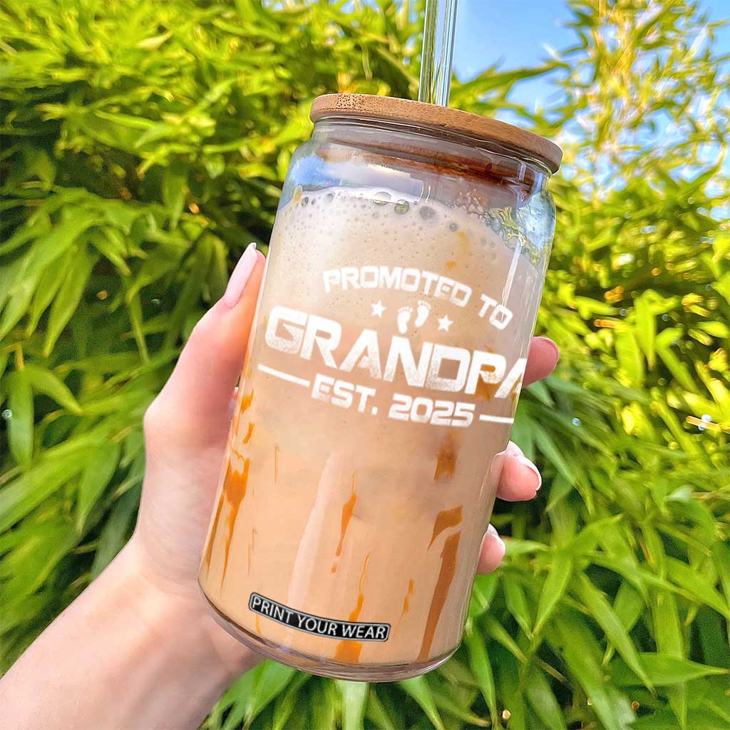 Grandpa Est 2025 Glass Can New Grandpa Father's Day Gift TS10 Print Your Wear