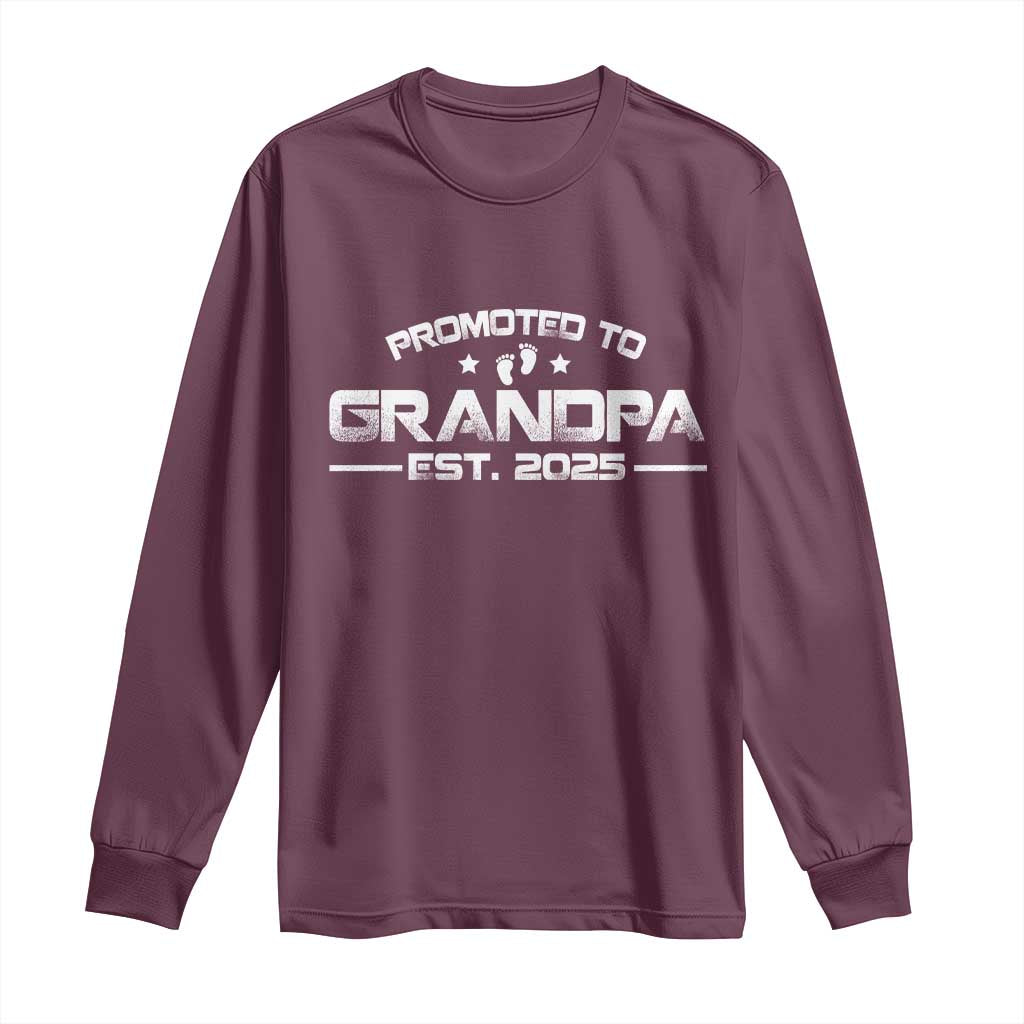 Grandpa Est 2025 Long Sleeve Shirt New Grandpa Father's Day Gift TS10 Maroon Print Your Wear