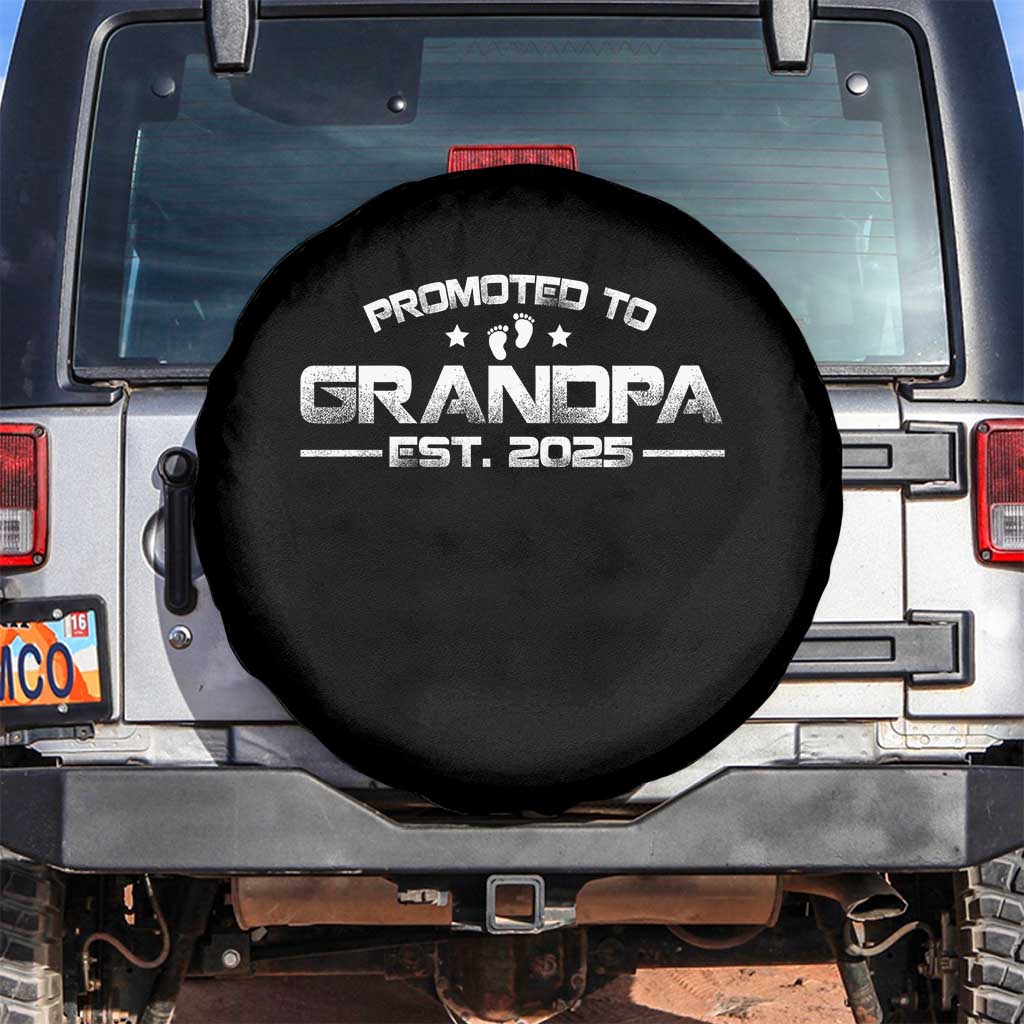 Grandpa Est 2025 Spare Tire Cover New Grandpa Father's Day Gift TS10 No hole Black Print Your Wear