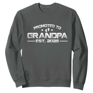 Grandpa Est 2025 Sweatshirt New Grandpa Father's Day Gift TS10 Dark Heather Print Your Wear
