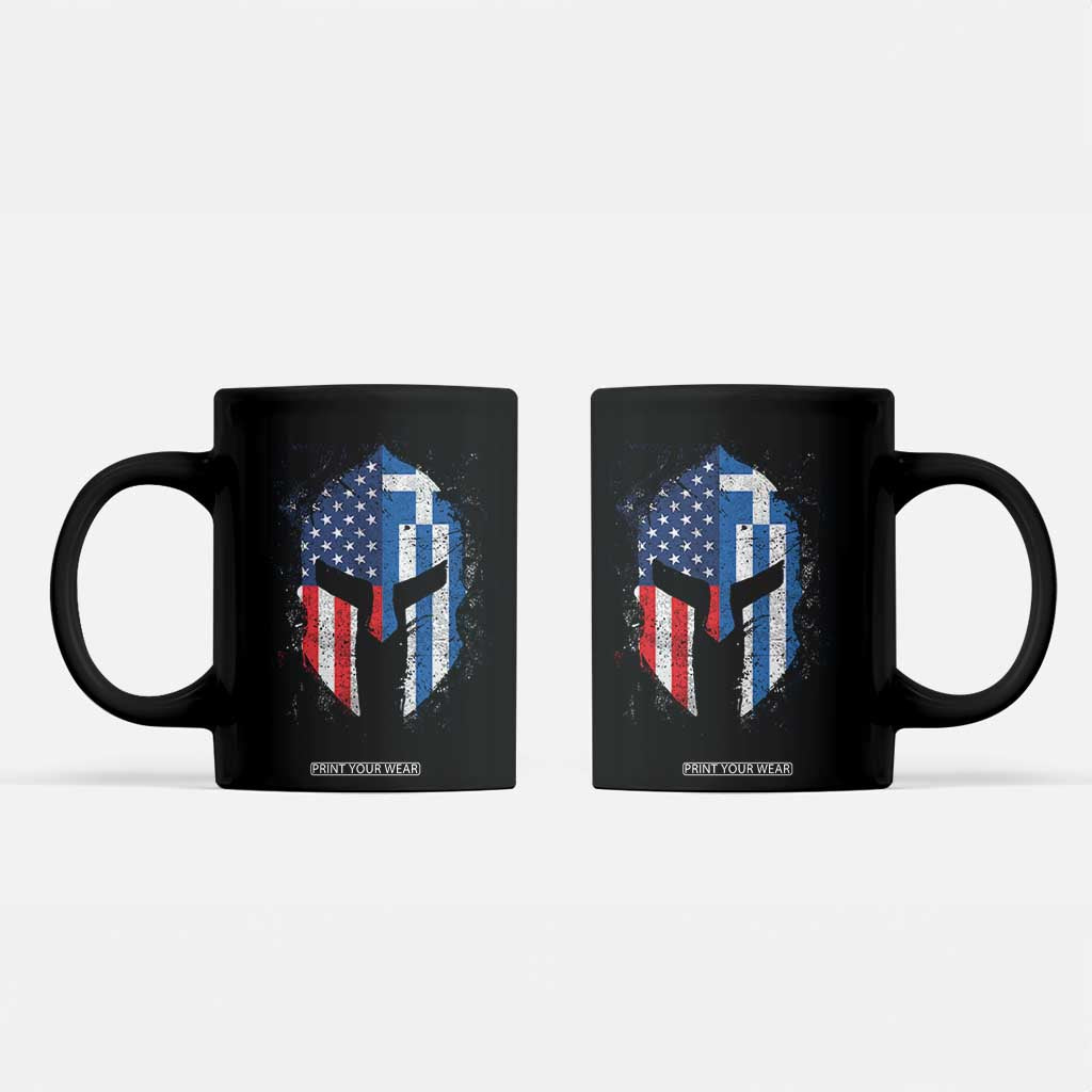 Greek American Pride Coffee Mug Greece Spartan Helmet TS09 Black Print Your Wear