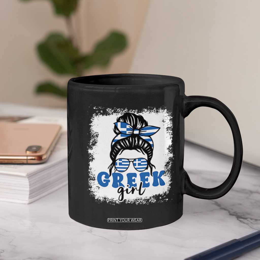 Greek Girl Pride Coffee Mug Proud Greece Messy Bun Girl TS09 Print Your Wear