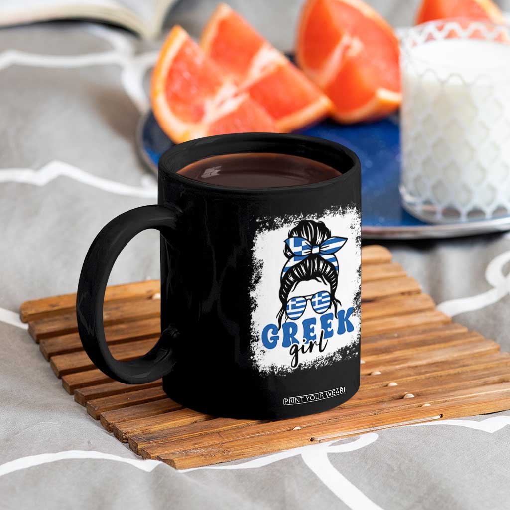 Greek Girl Pride Coffee Mug Proud Greece Messy Bun Girl TS09 Print Your Wear
