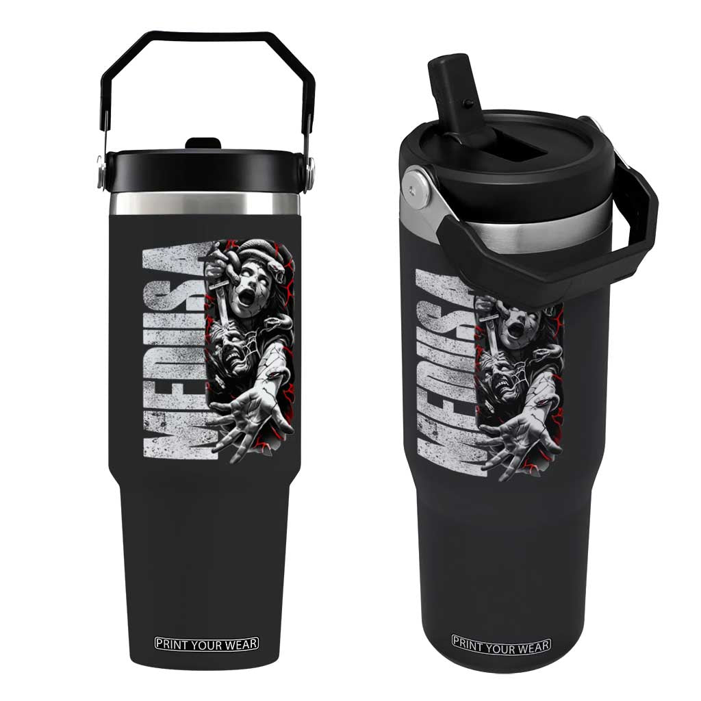 Greek Mythology Medusa Flip Straw Tumbler TS09 One Size: 30 oz Black Print Your Wear
