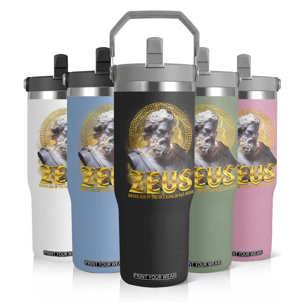 Greek Mythology Zeus Flip Straw Tumbler God Of The Sky King Of All Gods TS09 Print Your Wear