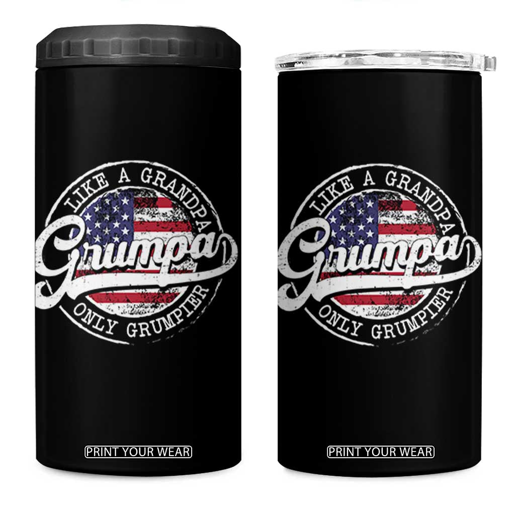 Grumpa Like Regular Grandpa Only Grumpier 4 in 1 Can Cooler Tumbler Funny Grandfather Grandpa American Flag TS10 One Size: 16 oz Black Print Your Wear