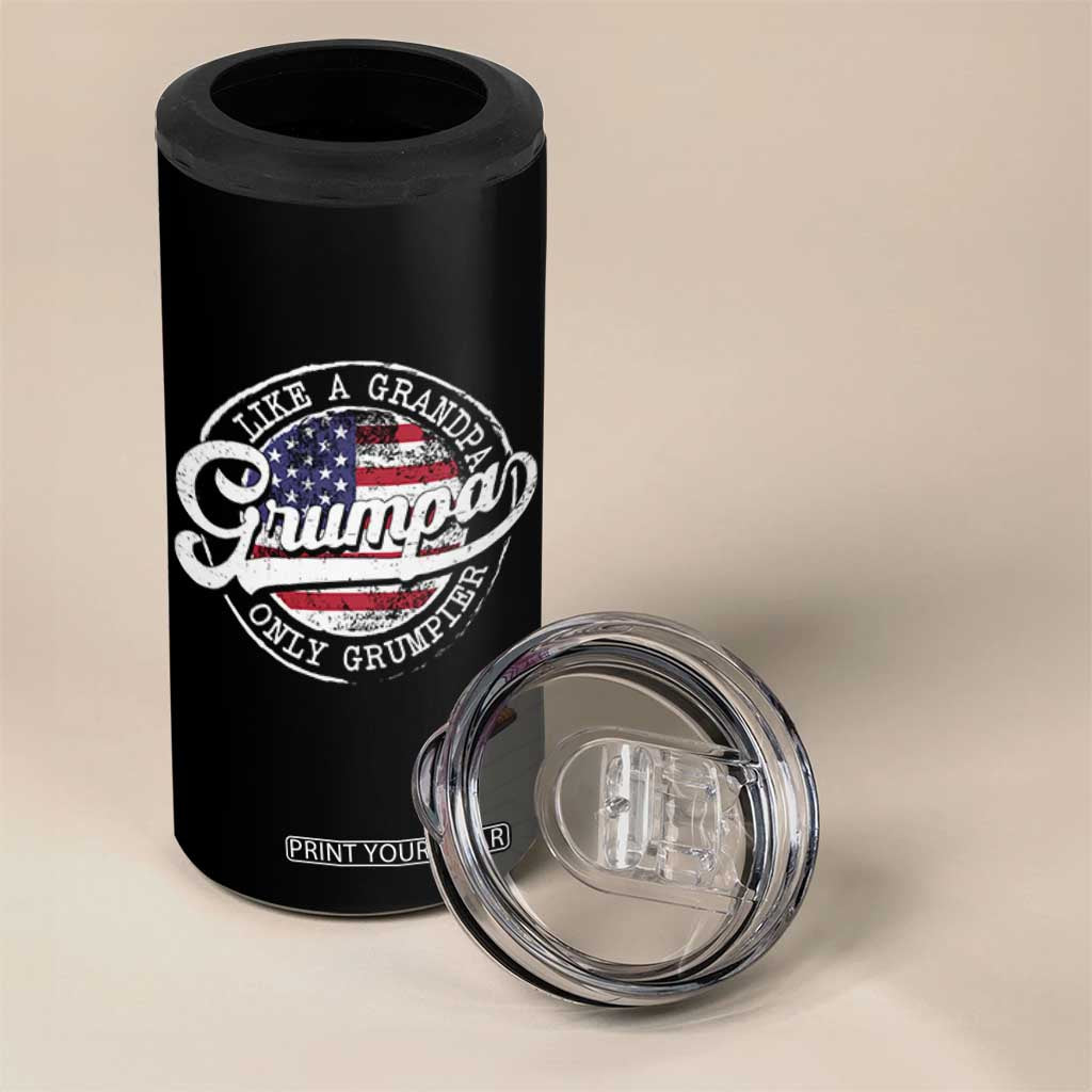 Grumpa Like Regular Grandpa Only Grumpier 4 in 1 Can Cooler Tumbler Funny Grandfather Grandpa American Flag TS10 Print Your Wear