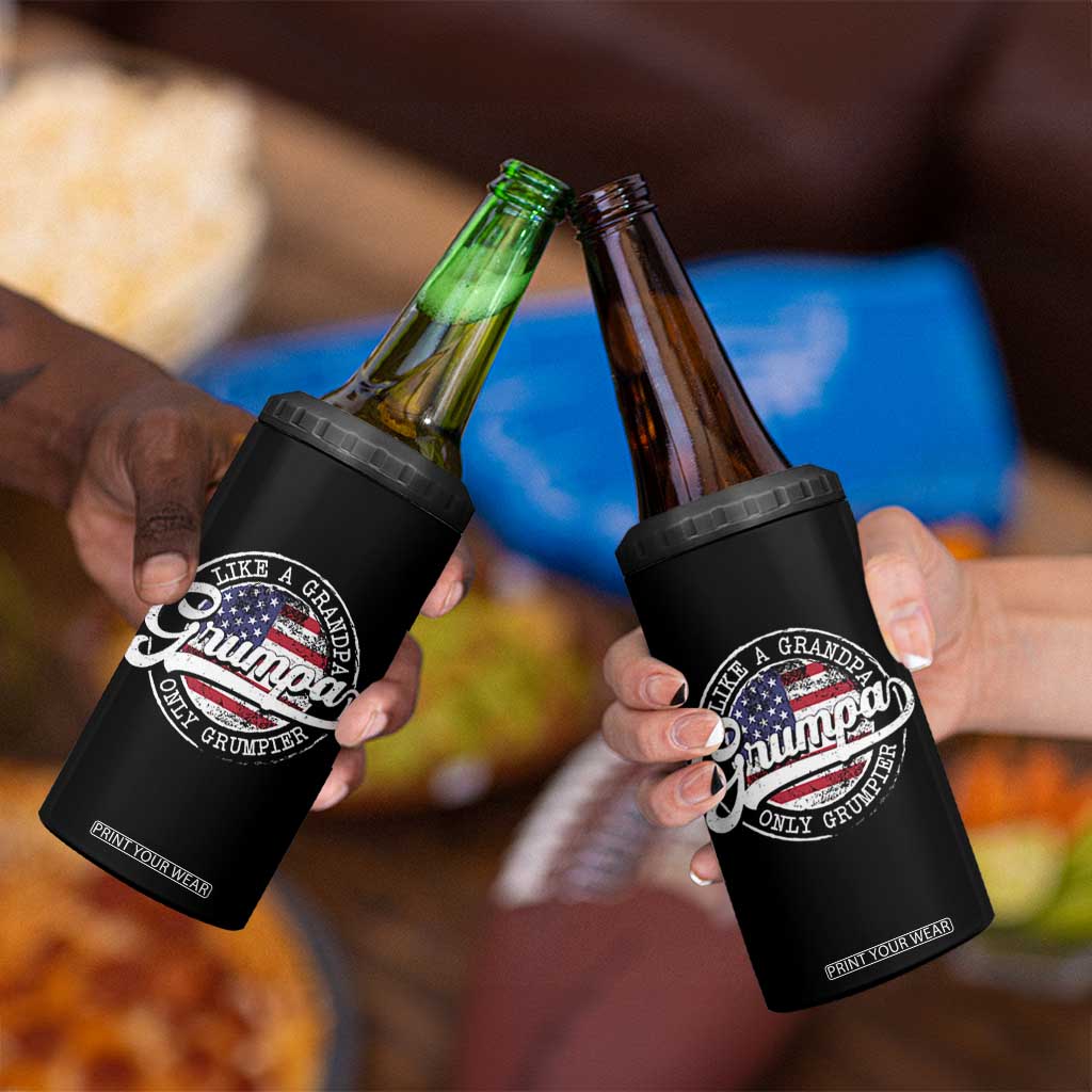 Grumpa Like Regular Grandpa Only Grumpier 4 in 1 Can Cooler Tumbler Funny Grandfather Grandpa American Flag TS10 Print Your Wear