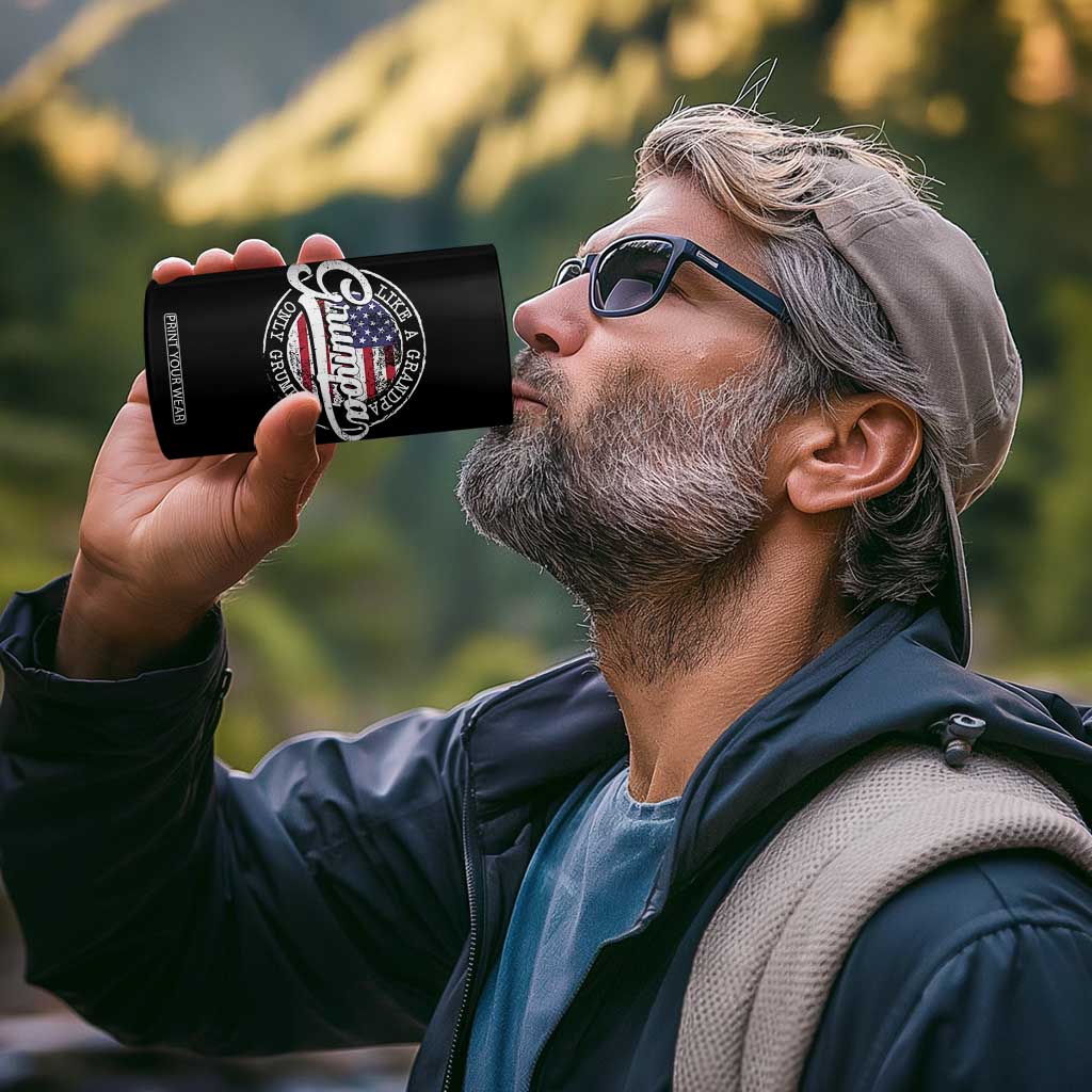 Grumpa Like Regular Grandpa Only Grumpier 4 in 1 Can Cooler Tumbler Funny Grandfather Grandpa American Flag TS10 Print Your Wear