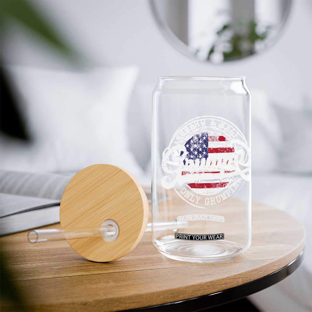 Grumpa Like Regular Grandpa Only Grumpier Glass Can Funny Grandfather Grandpa American Flag TS10 Print Your Wear