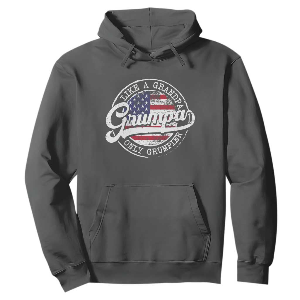 Grumpa Like Regular Grandpa Only Grumpier Hoodie Funny Grandfather Grandpa American Flag TS10 Dark Heather Print Your Wear