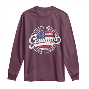 Grumpa Like Regular Grandpa Only Grumpier Long Sleeve Shirt Funny Grandfather Grandpa American Flag TS10 Maroon Print Your Wear
