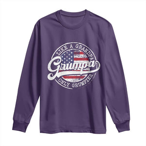 Grumpa Like Regular Grandpa Only Grumpier Long Sleeve Shirt Funny Grandfather Grandpa American Flag TS10 Purple Print Your Wear