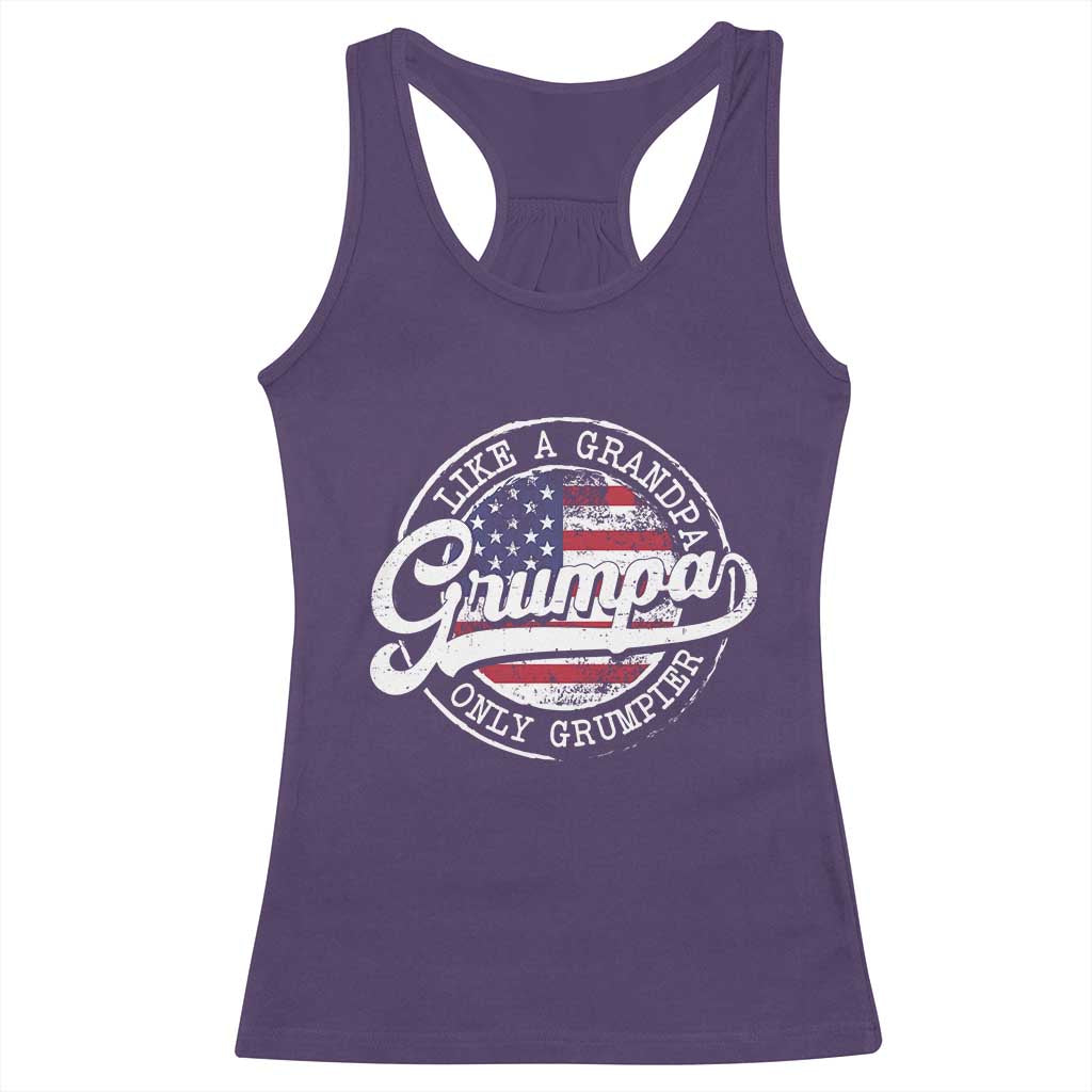 Grumpa Like Regular Grandpa Only Grumpier Racerback Tank Top Funny Grandfather Grandpa American Flag TS10 Purple Print Your Wear