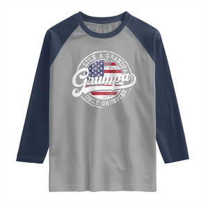 Grumpa Like Regular Grandpa Only Grumpier Raglan Shirt Funny Grandfather Grandpa American Flag TS10 Sport Gray Navy Print Your Wear