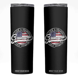 Grumpa Like Regular Grandpa Only Grumpier Skinny Tumbler Funny Grandfather Grandpa American Flag TS10 Black Print Your Wear
