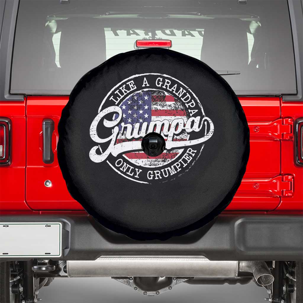 Grumpa Like Regular Grandpa Only Grumpier Spare Tire Cover Funny Grandfather Grandpa American Flag TS10 Black Print Your Wear