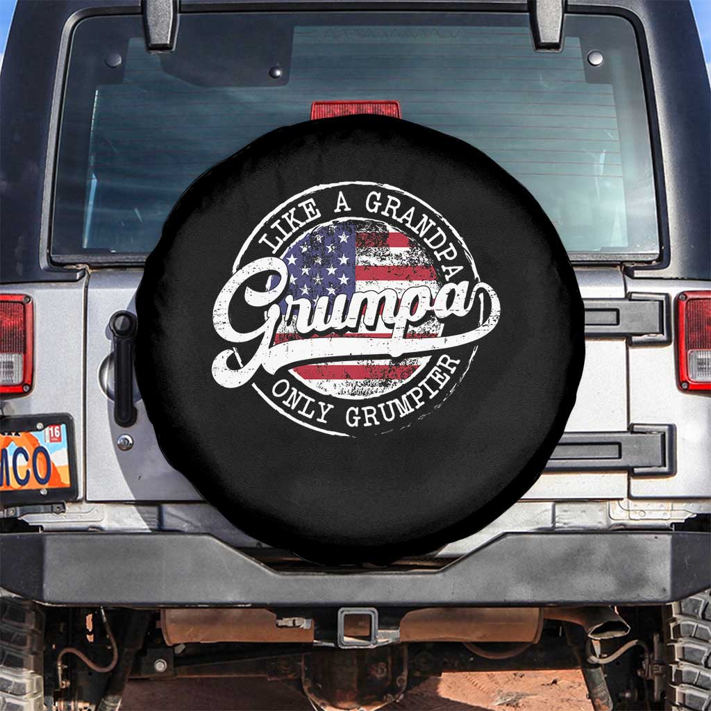 Grumpa Like Regular Grandpa Only Grumpier Spare Tire Cover Funny Grandfather Grandpa American Flag TS10 No hole Black Print Your Wear