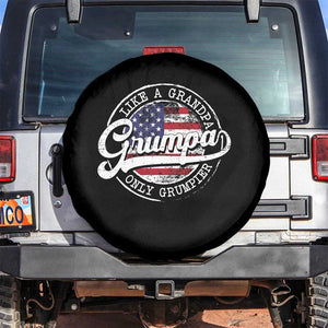 Grumpa Like Regular Grandpa Only Grumpier Spare Tire Cover Funny Grandfather Grandpa American Flag TS10 No hole Black Print Your Wear