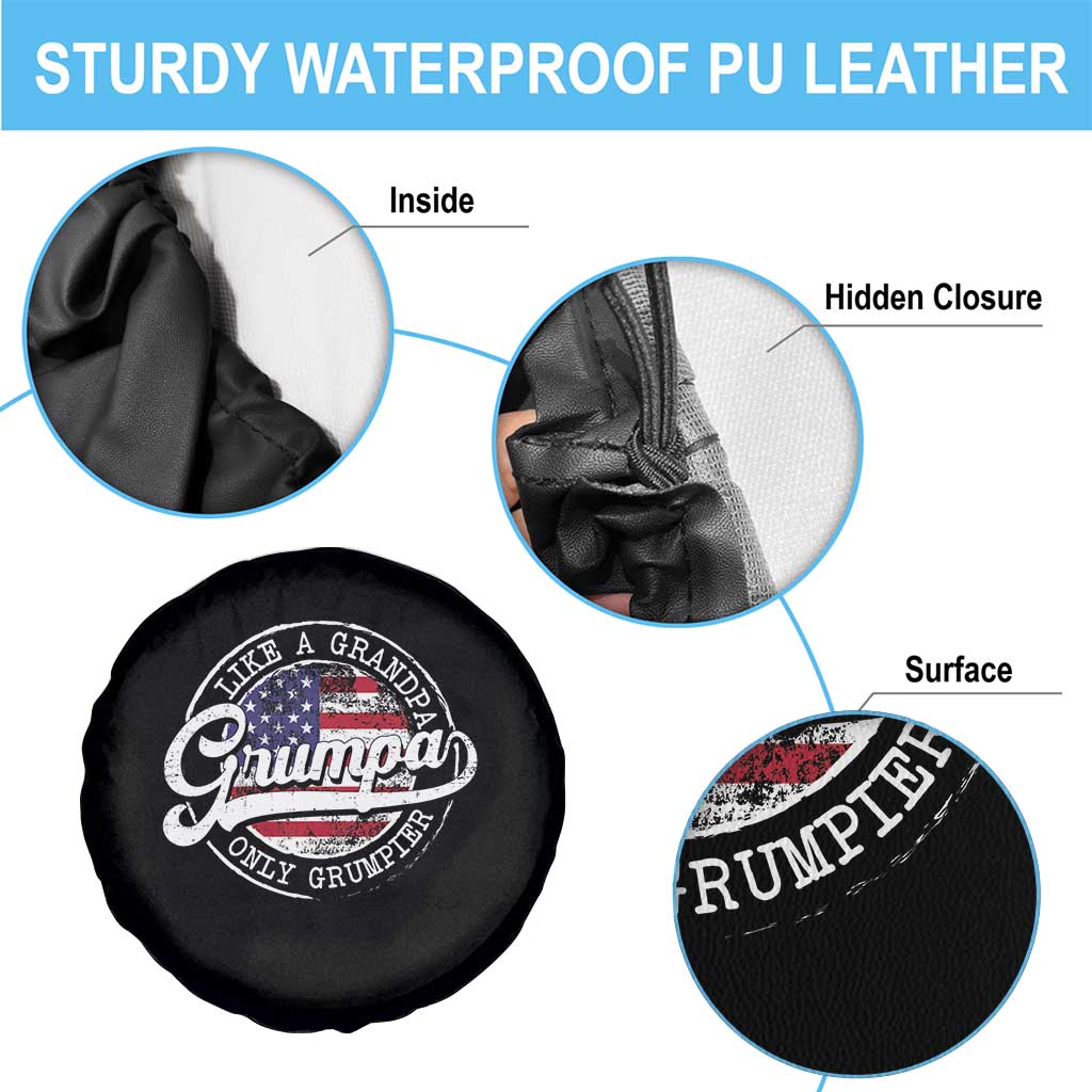 Grumpa Like Regular Grandpa Only Grumpier Spare Tire Cover Funny Grandfather Grandpa American Flag TS10 Print Your Wear