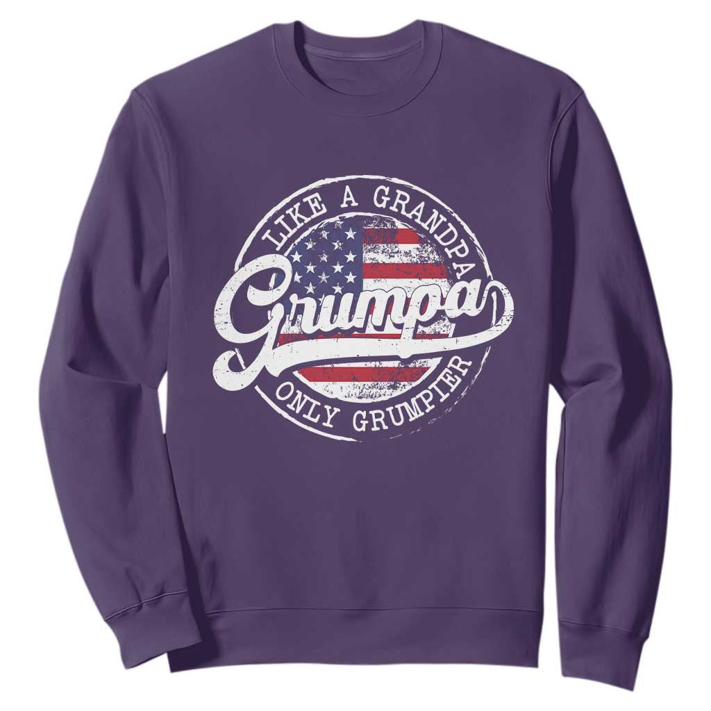 Grumpa Like Regular Grandpa Only Grumpier Sweatshirt Funny Grandfather Grandpa American Flag TS10 Purple Print Your Wear