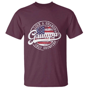 Grumpa Like Regular Grandpa Only Grumpier T Shirt Funny Grandfather Grandpa American Flag TS10 Maroon Print Your Wear