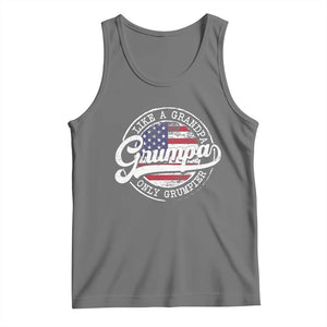 Grumpa Like Regular Grandpa Only Grumpier Tank Top Funny Grandfather Grandpa American Flag TS10 Black Heather Print Your Wear
