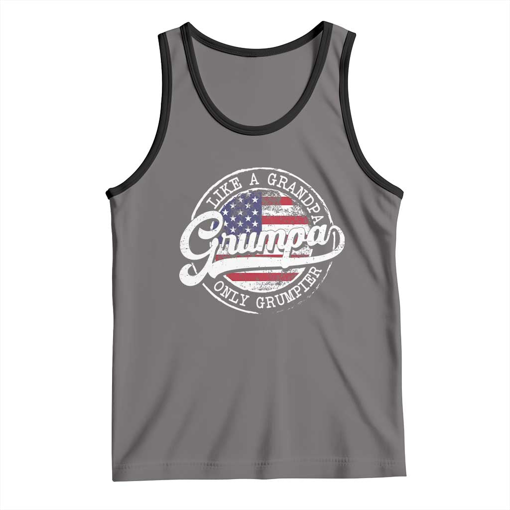 Grumpa Like Regular Grandpa Only Grumpier Tank Top Funny Grandfather Grandpa American Flag TS10 Deep Heather Black Print Your Wear