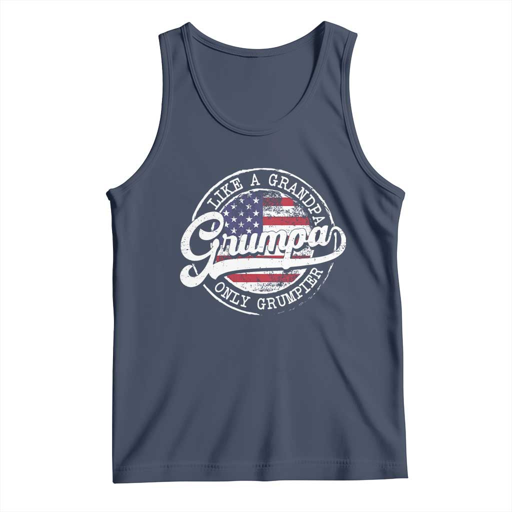 Grumpa Like Regular Grandpa Only Grumpier Tank Top Funny Grandfather Grandpa American Flag TS10 Navy Print Your Wear