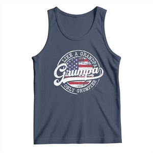 Grumpa Like Regular Grandpa Only Grumpier Tank Top Funny Grandfather Grandpa American Flag TS10 Navy Print Your Wear