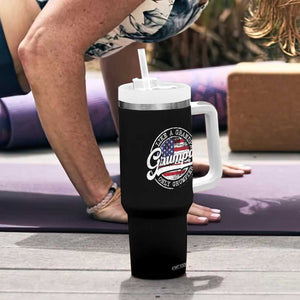 Grumpa Like Regular Grandpa Only Grumpier Tumbler With Handle Funny Grandfather Grandpa American Flag TS10 Print Your Wear