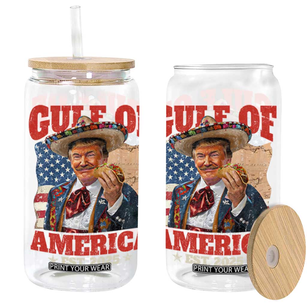 Gulf Of USA 2025 Glass Can USA American Flag Trump Gulf Mexico TS10 Black Print Your Wear