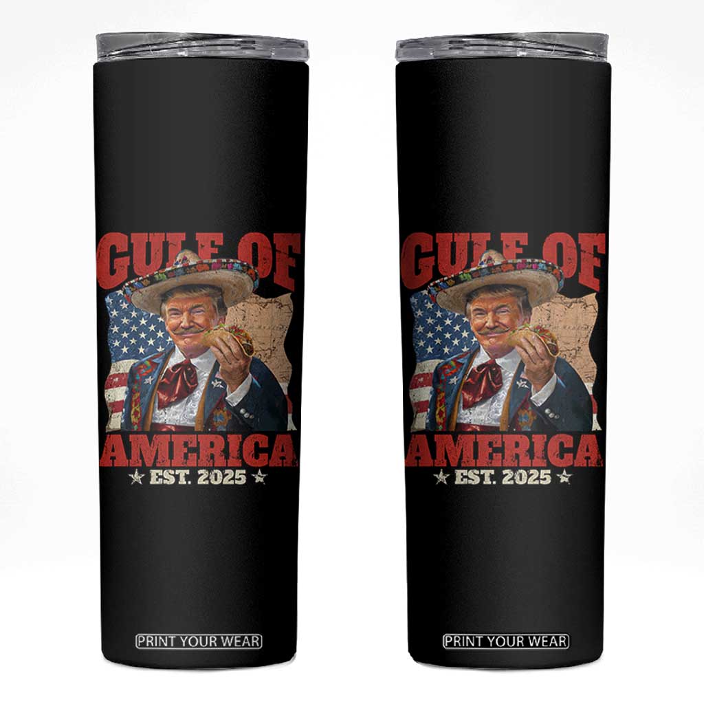 Gulf Of USA 2025 Skinny Tumbler USA American Flag Trump Gulf Mexico TS10 Black Print Your Wear