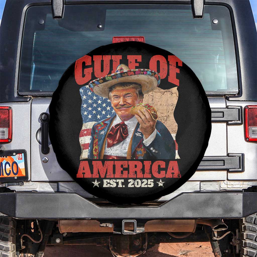 Gulf Of USA 2025 Spare Tire Cover USA American Flag Trump Gulf Mexico TS10 No hole Black Print Your Wear
