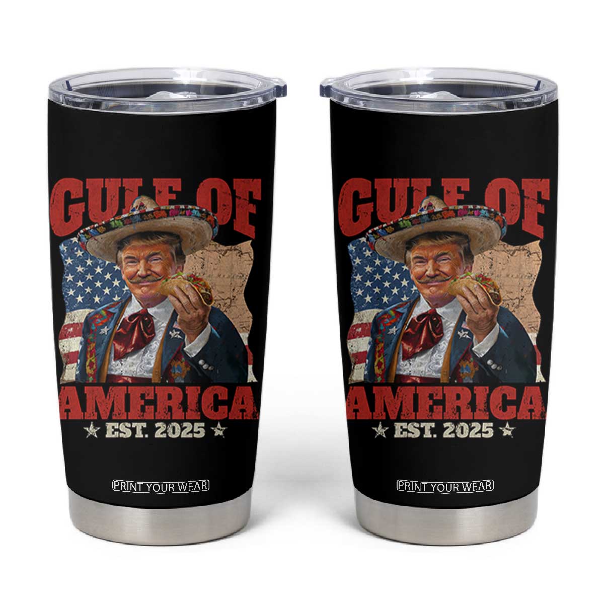 Gulf Of USA 2025 Tumbler Cup USA American Flag Trump Gulf Mexico TS10 Black Print Your Wear