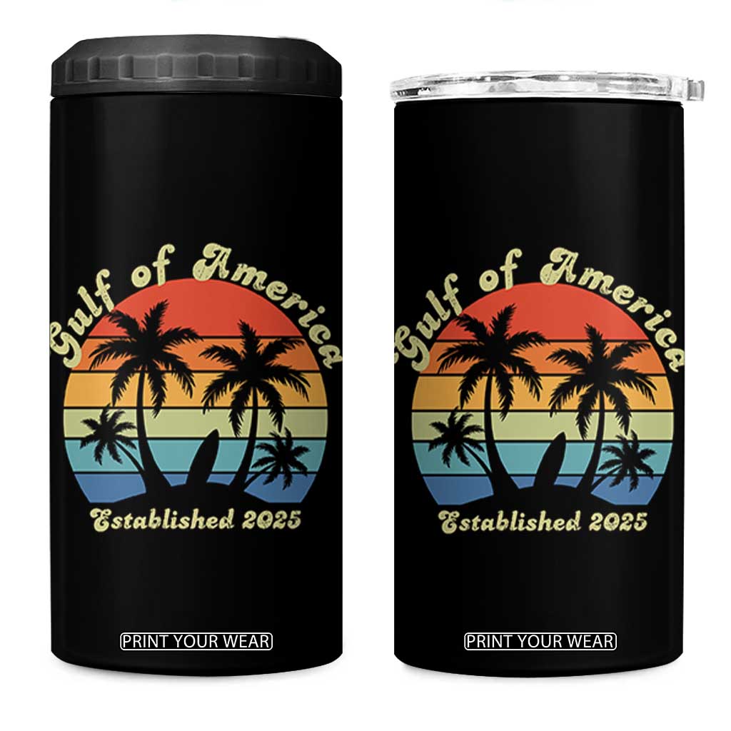 Gulf Of USA 4 in 1 Can Cooler Tumbler Island Palm Summer Beach Vibes Established 2025 TS10 One Size: 16 oz Black Print Your Wear