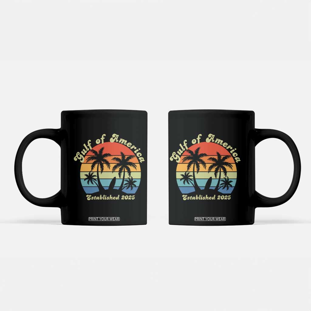 Gulf Of USA Coffee Mug Island Palm Summer Beach Vibes Established 2025 TS10 Black Print Your Wear