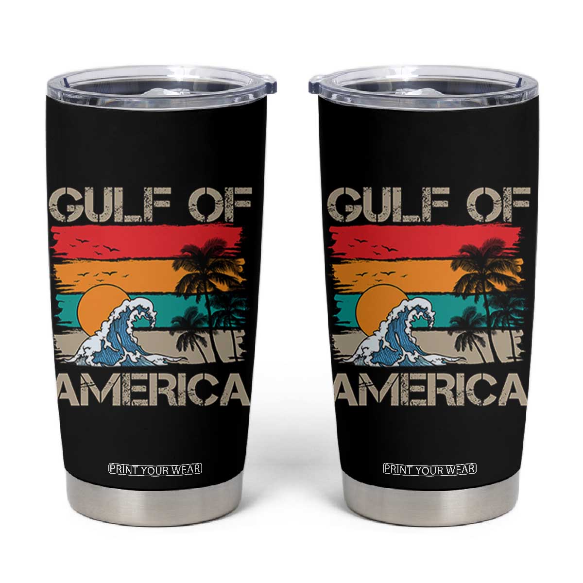 Gulf Of USA Tumbler Cup Funny Beach Summer Vacation Retro Vintage TS10 Black Print Your Wear