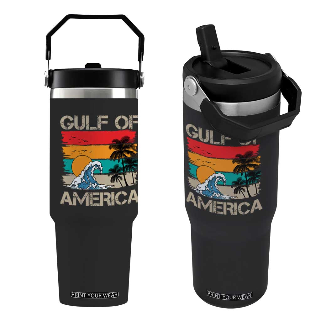 Gulf Of USA x Funny Beach Summer Vacation Retro Vintage TS10 One Size: 30 oz Black Print Your Wear