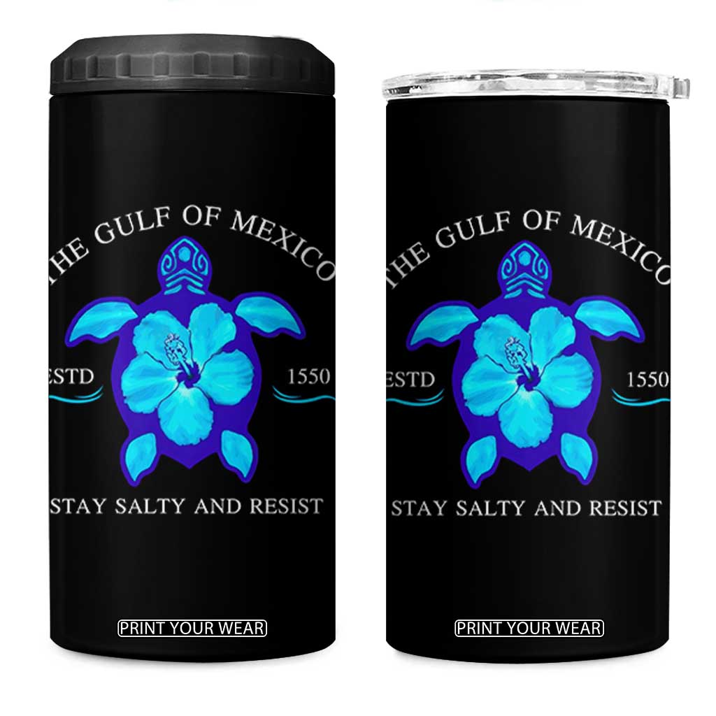 Gulf of Mexico 4 in 1 Can Cooler Tumbler Texas Alabama Florida Beach Turtle Hibiscus TS10 One Size: 16 oz Black Print Your Wear