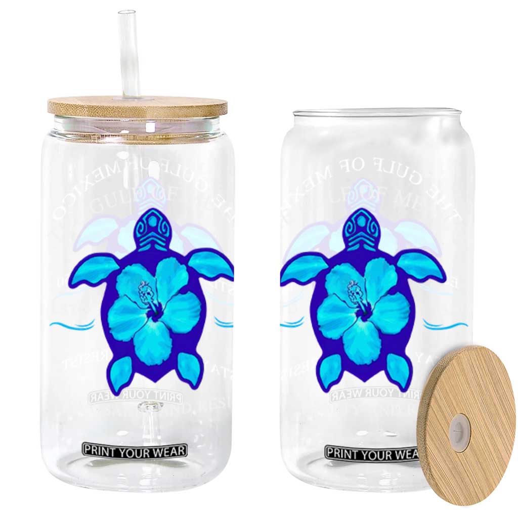 Gulf of Mexico Glass Can Texas Alabama Florida Beach Turtle Hibiscus TS10 Black Print Your Wear