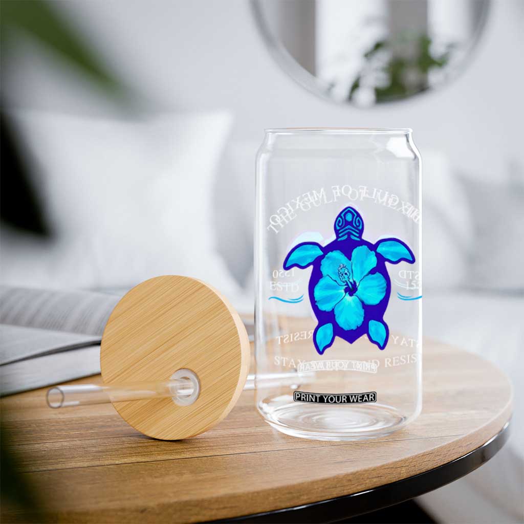 Gulf of Mexico Glass Can Texas Alabama Florida Beach Turtle Hibiscus TS10 Print Your Wear