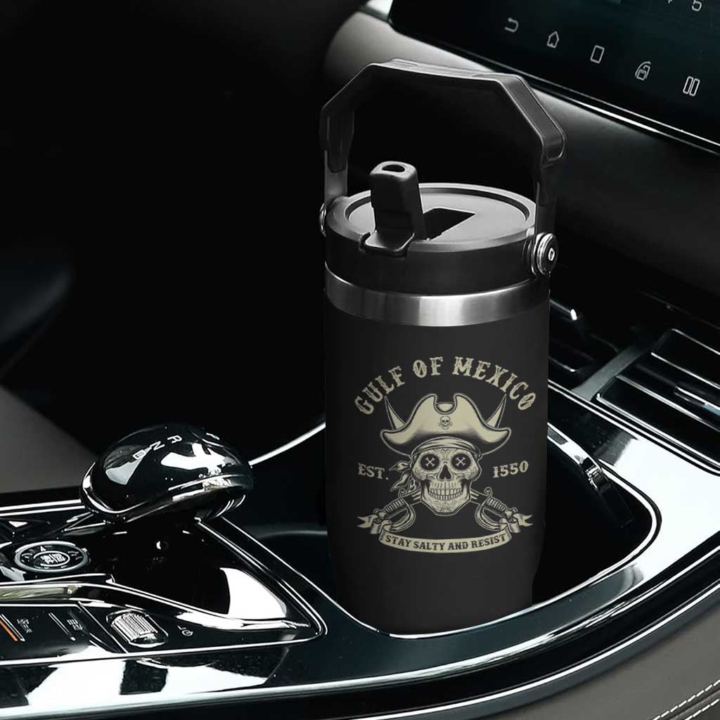 Gulf of Mexico Pirate Sugar Skull Flip Straw Tumbler Est 1550 Stay Salty And Resist TS02 Print Your Wear