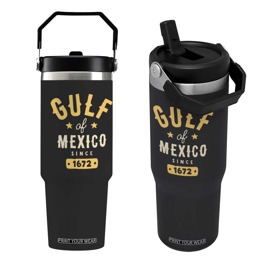 Gulf of Mexico Since 1672 Flip Straw Tumbler Golfo de Mexico Classic Vintage TS02 One Size: 30 oz Black Print Your Wear