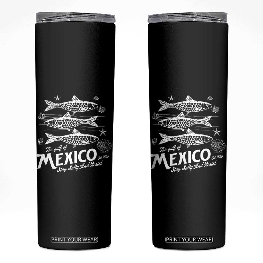 Gulf of Mexico Skinny Tumbler Golfo de México 1550 Texas Alabama Florida Beach TS10 Black Print Your Wear