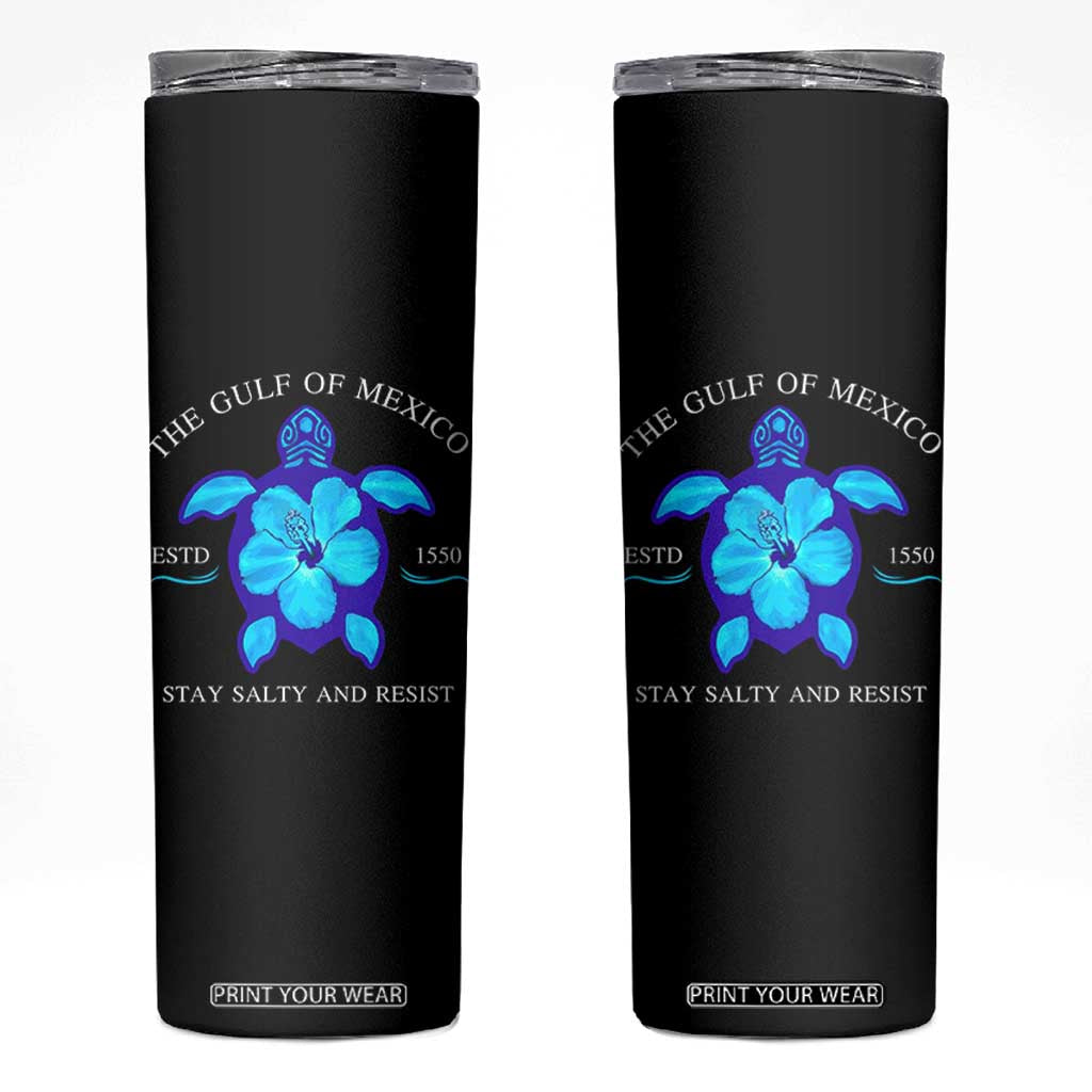 Gulf of Mexico Skinny Tumbler Texas Alabama Florida Beach Turtle Hibiscus TS10 Black Print Your Wear