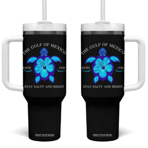 Gulf of Mexico Tumbler With Handle Texas Alabama Florida Beach Turtle Hibiscus TS10 One Size: 40 oz Black Print Your Wear