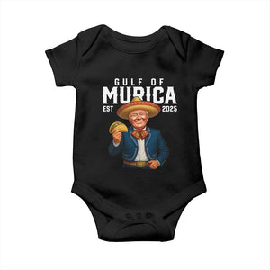 Gulf of Murica Est. 2025 Baby Onesie Funny Trump Sombrero Taco Parody TS02 Black Print Your Wear