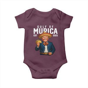 Gulf of Murica Est. 2025 Baby Onesie Funny Trump Sombrero Taco Parody TS02 Maroon Print Your Wear