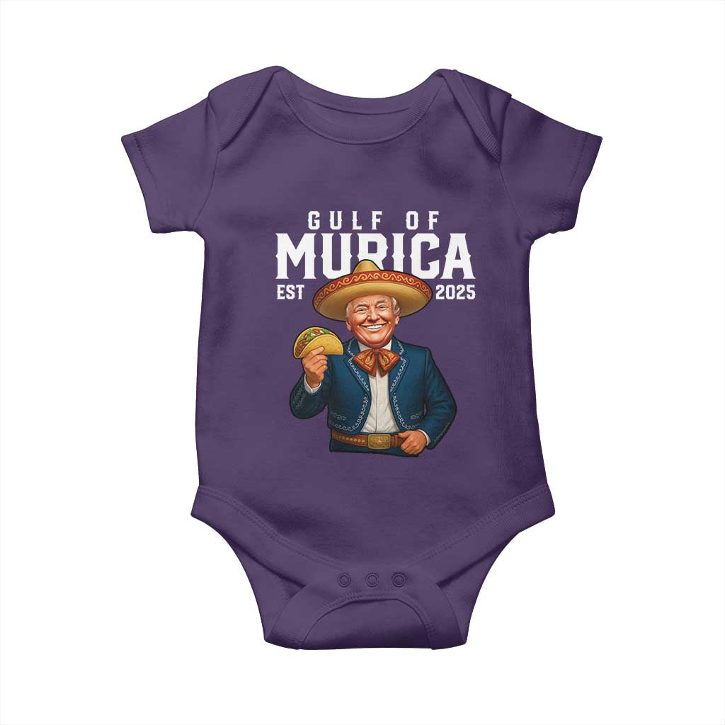 Gulf of Murica Est. 2025 Baby Onesie Funny Trump Sombrero Taco Parody TS02 Purple Print Your Wear